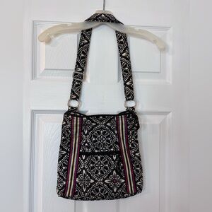 Vera Bradley Black Crossbody with Multicolor Stripe Accents